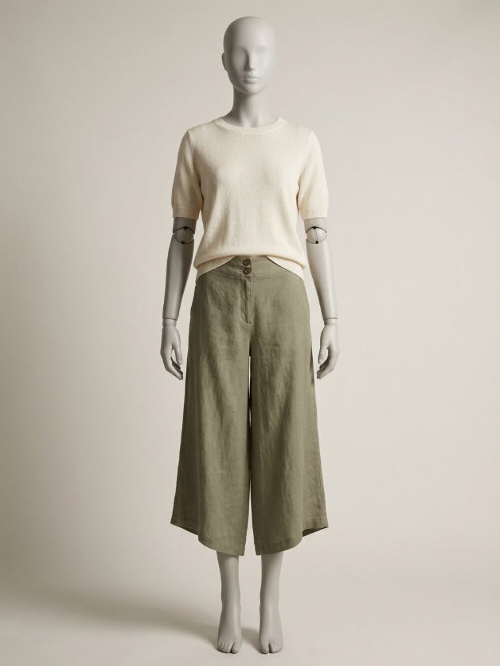 Jham Brown 100% Linen Wide Leg‎ Women's Crops Size 8